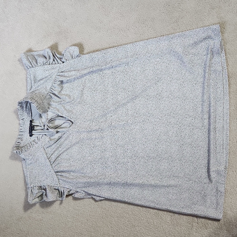 Adrianna Pappel White with Small Black Polka Dots Blouse Flutter  Sleeve…